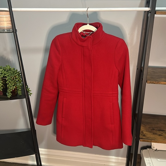 Red Elegant Pea Coat - Picture 2 of 5